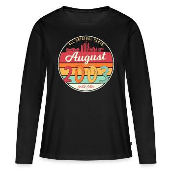 Né en août 2003 - T-shirt manches longues Premium bio Femme - noir - Devant - Julia (174cm)