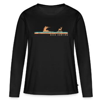 Chasseur de cerfs Buck Retro - T-shirt manches longues Premium bio Femme - noir - Devant - Julia (174cm)