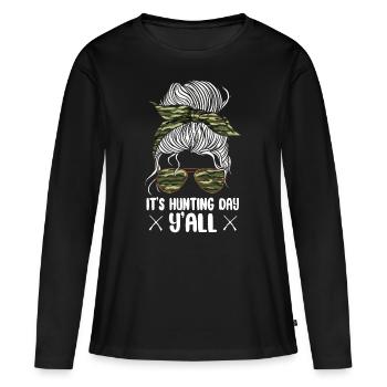 Chasseur de cerfs Fille - T-shirt manches longues Premium bio Femme - noir - Devant - Julia (174cm)