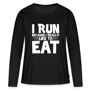 Je cours parce que j’aime vraiment manger 3 - T-shirt manches longues Premium bio Femme - noir - Devant - Julia (174cm)