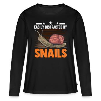 Facilement distrait par Snails Snail - T-shirt manches longues Premium bio Femme - noir - Devant - Julia (174cm)