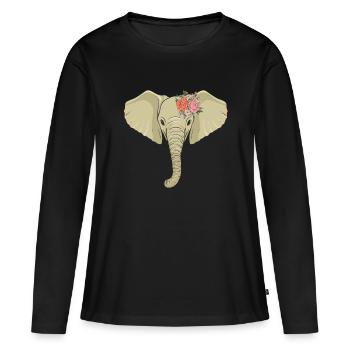 Elefant Elefanten Elephant Rüsseltier Zoo Zirkus - Frauen Premium Bio Langarmshirt - Schwarz - Vorne - Julia (174cm)