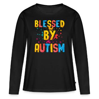 Tshirt autistique Autimus Cadeau Asperger Enfants - T-shirt manches longues Premium bio Femme - noir - Devant - Julia (174cm)