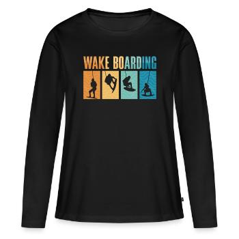 Wakeboard Wakeboarder Wakeboarding Cadeau - T-shirt manches longues Premium bio Femme - noir - Devant - Julia (174cm)