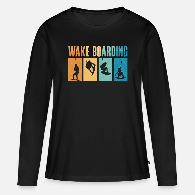 Wakeboard Wakeboarder Wake Wakeboarden Geschenk - Frauen Premium Bio Langarmshirt - Schwarz
