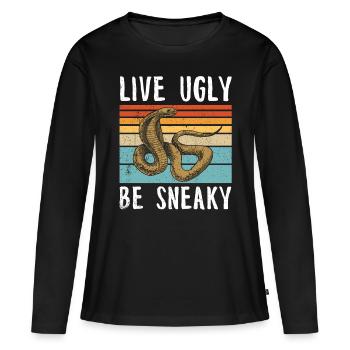 Serpent Cadeau Animal Reptile Cobra Python Boa - T-shirt manches longues Premium bio Femme - noir - Devant - Julia (174cm)