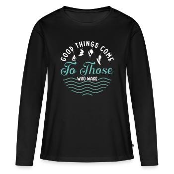 Wakeboarder Wakeboard Wakeboard Cadeau de Wakeboard - T-shirt manches longues Premium bio Femme - noir - Devant - Julia (174cm)