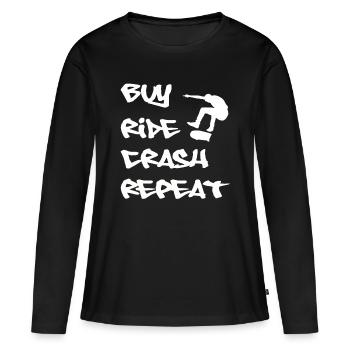 Skater Skateboard Gift Halfpipe Sk8 Ollie - Women's Premium Organic Long Sleeve Shirt - black - Front - Julia (174cm)