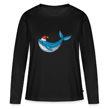 Vilaine baleine de Noël - T-shirt manches longues Premium bio Femme - noir - Devant - Julia (174cm)