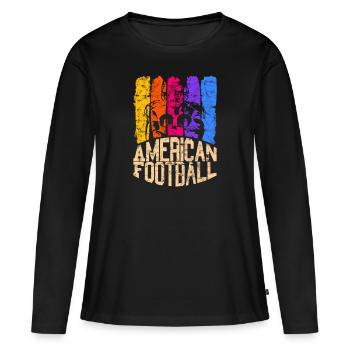 Joueur de couleur de football américain - T-shirt manches longues Premium bio Femme - noir - Devant - Julia (174cm)