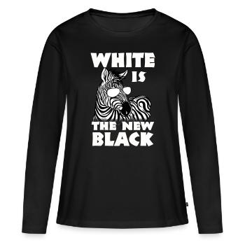 Zebra Gift Noir et Blanc Safari Savannah Steppe - T-shirt manches longues Premium bio Femme - noir - Devant - Julia (174cm)