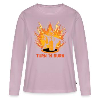 Tourner et brûler - T-shirt manches longues Premium bio Femme - rose poudré - Devant - Julia (174cm)