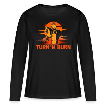 Tourner et brûler - T-shirt manches longues Premium bio Femme - noir - Devant - Julia (174cm)