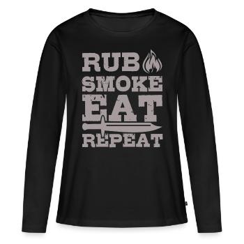 BBQ Grill RUB EAT REPEAT - Women's Premium Organic Long Sleeve Shirt - black - Front - Julia (174cm)