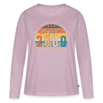 Born in August 2000 - Women's Premium Organic Long Sleeve Shirt - dusky pink - Front - Julia (174cm)