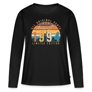 1994 August Geschenkidee - Frauen Premium Bio Langarmshirt - Schwarz - Vorne - Julia (174cm)