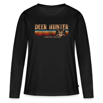 Chasseur de cerfs Buck Retro - T-shirt manches longues Premium bio Femme - noir - Devant - Julia (174cm)