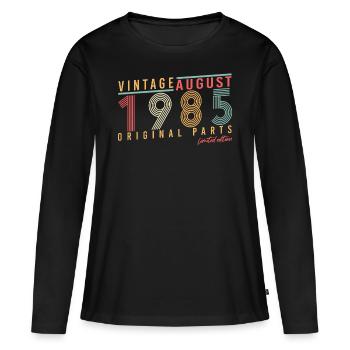 Geburtstagsgruss Für August 1985 - Frauen Premium Bio Langarmshirt - Schwarz - Vorne - Julia (174cm)