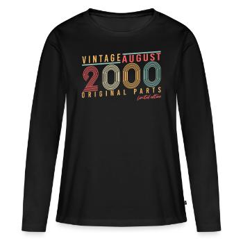 Born in August 2000 - Women's Premium Organic Long Sleeve Shirt - black - Front - Julia (174cm)