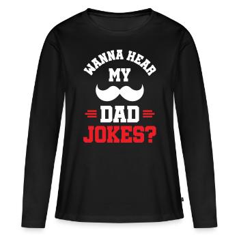 Papa Blague Papa Blagues Père - T-shirt manches longues Premium bio Femme - noir - Devant - Julia (174cm)