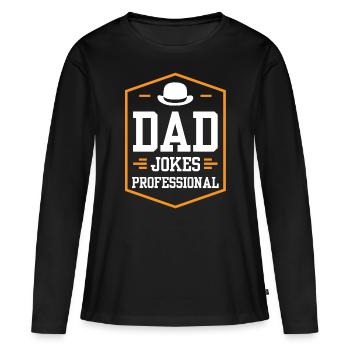 Papa Blague Papa Blague Père Blagues - T-shirt manches longues Premium bio Femme - noir - Devant - Julia (174cm)