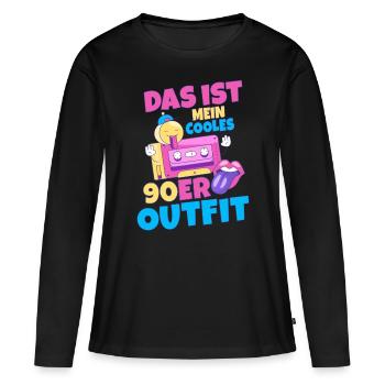 Das ist mein cooles 90er Outfit 90s Boyband Modesü - Frauen Premium Bio Langarmshirt - Schwarz - Vorne - Julia (174cm)