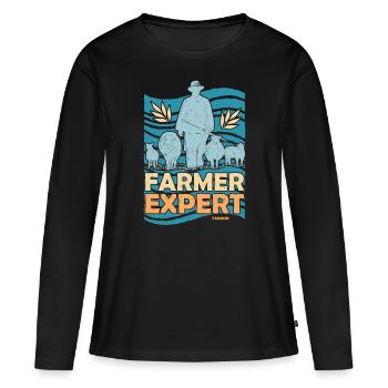 Expert agriculteur - T-shirt manches longues Premium bio Femme - noir - Devant - Julia (174cm)