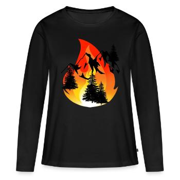 Inferno incendie éteignant pompiers pompiers montagne - T-shirt manches longues Premium bio Femme - noir - Devant - Julia (174cm)