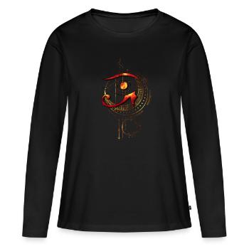 Œil de Ra Géométrie Sacrée Cosmique Spirituelle - T-shirt manches longues Premium bio Femme - noir - Devant - Julia (174cm)
