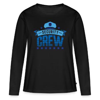 Sécurité du personnel de sécurité Videur de sécurité - T-shirt manches longues Premium bio Femme - noir - Devant - Julia (174cm)