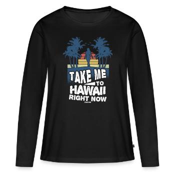 Hawaii - Frauen Premium Bio Langarmshirt - Schwarz - Vorne - Julia (174cm)