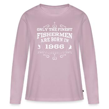 Pêcheur né en 1966 anniversaire - T-shirt manches longues Premium bio Femme - rose poudré - Devant - Julia (174cm)