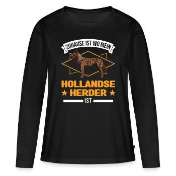 Zuhause ist wo mein Hollandse Herder ist - Frauen Premium Bio Langarmshirt - Schwarz - Vorne - Julia (174cm)