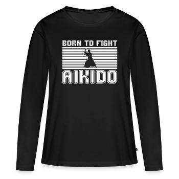 Aïkido - T-shirt manches longues Premium bio Femme - noir - Devant - Julia (174cm)