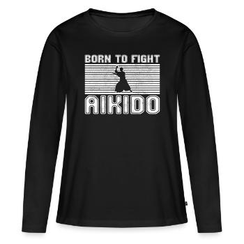 Aïkido - T-shirt manches longues Premium bio Femme - noir - Devant - Julia (174cm)
