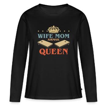 Femme Maman Animal Queen Shirt Cadeau - T-shirt manches longues Premium bio Femme - noir - Devant - Julia (174cm)