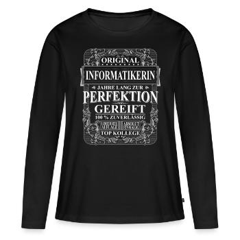 Original Informatikerin Kollegen Geschenk Vintage - Frauen Premium Bio Langarmshirt - Schwarz - Vorne - Julia (174cm)
