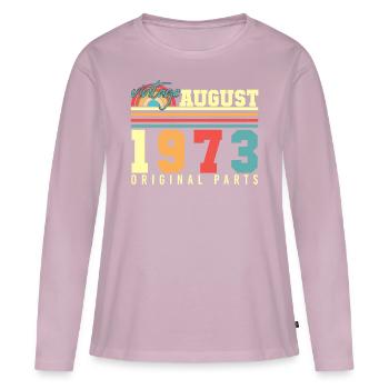 1973 En août Millésime - T-shirt manches longues Premium bio Femme - rose poudré - Devant - Julia (174cm)