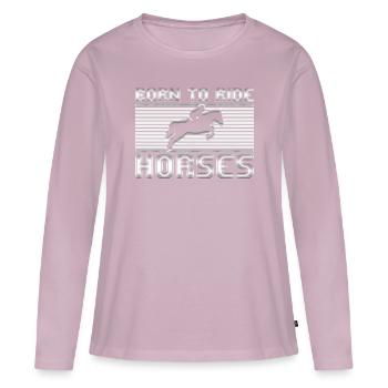Équitation - T-shirt manches longues Premium bio Femme - rose poudré - Devant - Julia (174cm)