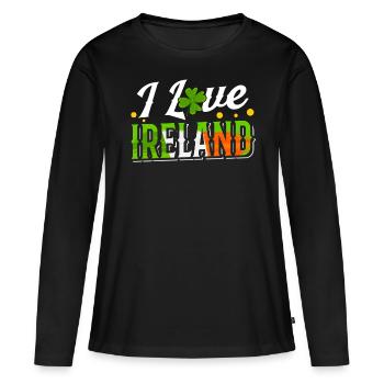J’adore l’Irlande St. Patrick’s Day Irlandais - T-shirt manches longues Premium bio Femme - noir - Devant - Julia (174cm)