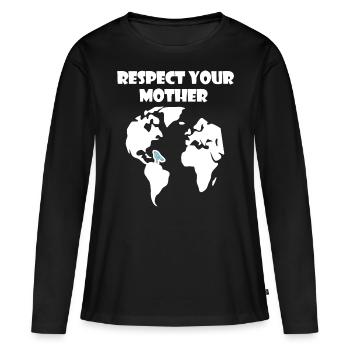 Respectez votre | Mère Nature Protection du climat - T-shirt manches longues Premium bio Femme - noir - Devant - Julia (174cm)