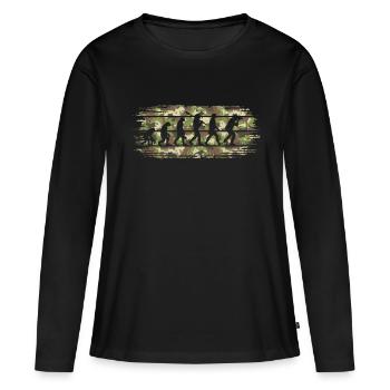 Foto Fotograf Evolution Camouflage-Fotografie - Frauen Premium Bio Langarmshirt - Schwarz - Vorne - Julia (174cm)