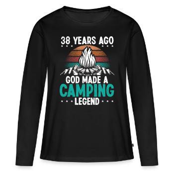 38 Year Old Camping Legend Scout 38Birthday Camper - Frauen Premium Bio Langarmshirt - Schwarz - Vorne - Julia (174cm)