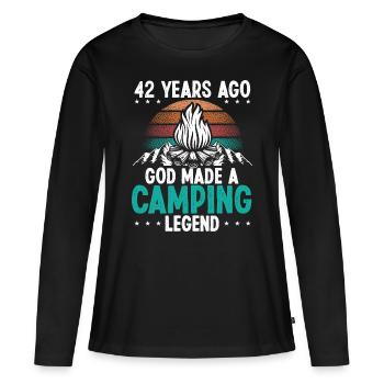 42 Year Old Camping Legend Scout 42Birthday Camper - Frauen Premium Bio Langarmshirt - Schwarz - Vorne - Julia (174cm)