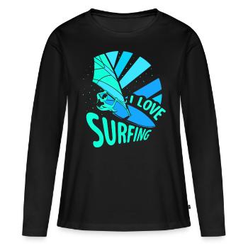 J’adore surfer surf surf surf surf - T-shirt manches longues Premium bio Femme - noir - Devant - Julia (174cm)
