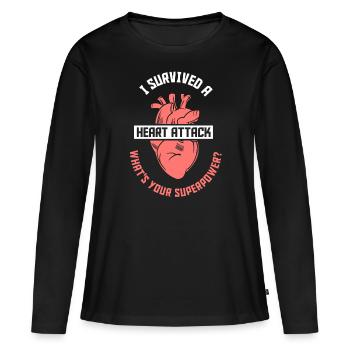 I survived a heart attack - Women's Premium Organic Long Sleeve Shirt - black - Front - Julia (174cm)