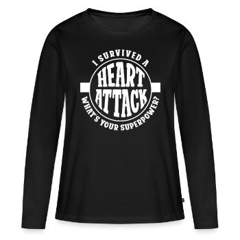 I survived a heart attack - Women's Premium Organic Long Sleeve Shirt - black - Front - Julia (174cm)