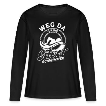 Silber Schwimmer Prüfung Silber Schwimmabzeichen - Frauen Premium Bio Langarmshirt - Schwarz - Vorne - Julia (174cm)