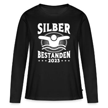 Silber Schwimmer Prüfung Silber Schwimmabzeichen - Frauen Premium Bio Langarmshirt - Schwarz - Vorne - Julia (174cm)