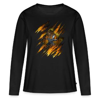 Horse Smith Horseshoe Outils de cavalier - T-shirt manches longues Premium bio Femme - noir - Devant - Julia (174cm)